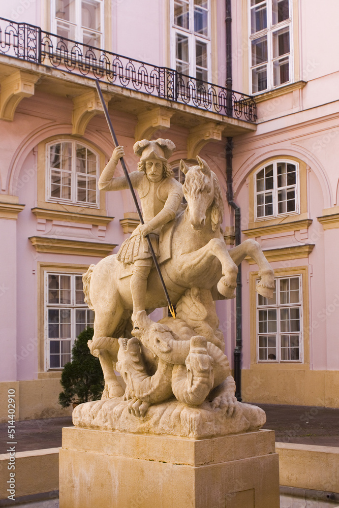 Fountain of Saint George at Primate Palace courtyard in Bratislava, Slovakia Fountain of Saint George at Primate Palace courtyard in Bratislava, Slovakia