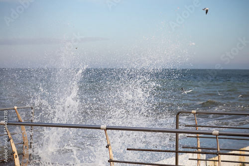 waves crashing on the beach