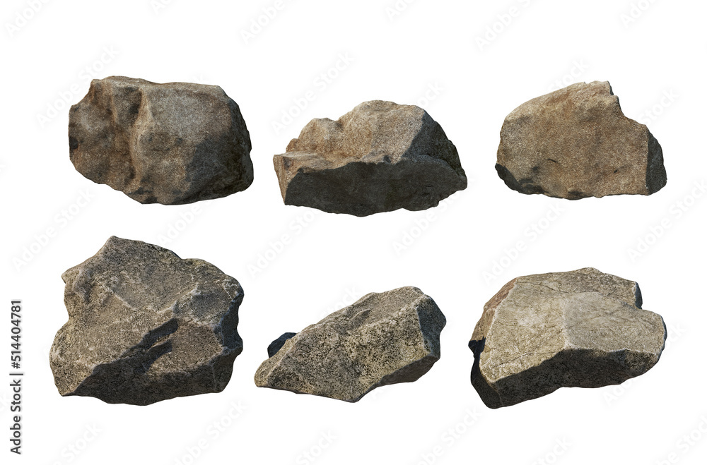 Rocks and rough surfaces on a white background Rocks and rough surfaces on a white background