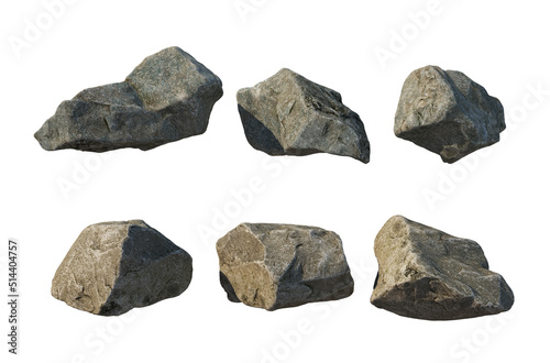 Rocks and rough surfaces on a white background