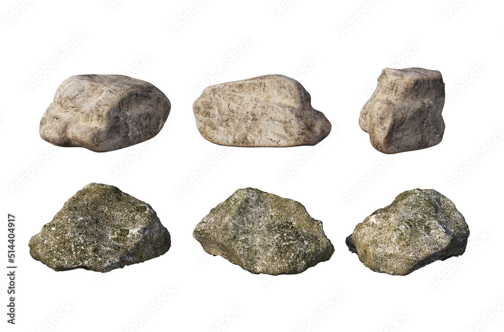 Rocks and rough surfaces on a white background Rocks and rough surfaces on a white background