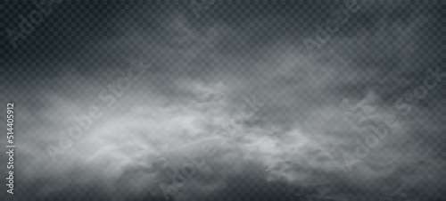 White fog or smoke on dark copy space background. Vector illustration. Steam texture illustration. Powder explosion concept.