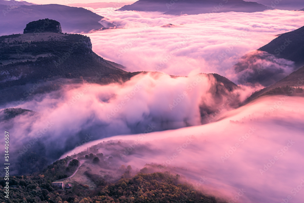 Clouds rolling at sunrise in the valley