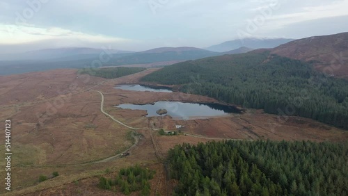 Aerial view of the Gweebaraa area at Muntermellan, Lough Doo and Lough Smulland - communication antenna photo