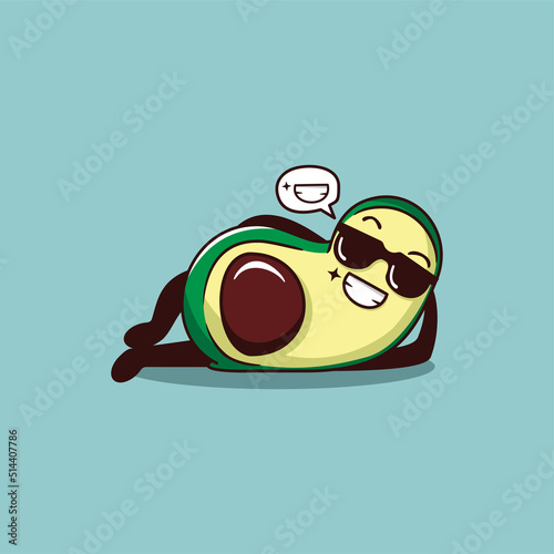 vector illustration of cute avocado lying down