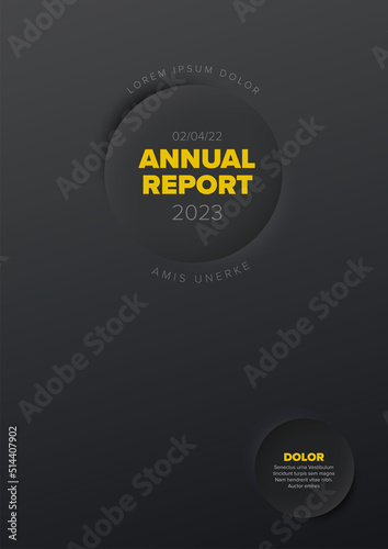 Annual minimalistic report dark cover template