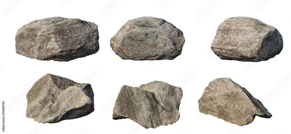 Rocks and rough surfaces on a white background Rocks and rough surfaces on a white background
