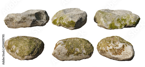 Rocks and rough surfaces on a white background