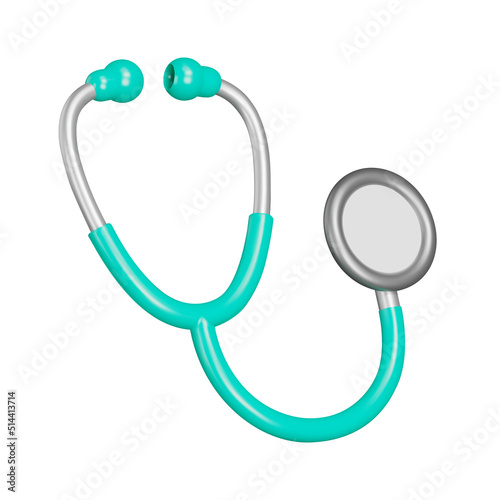 Stethoscope 3d icon. Medical device. Isolated object on a transparent background