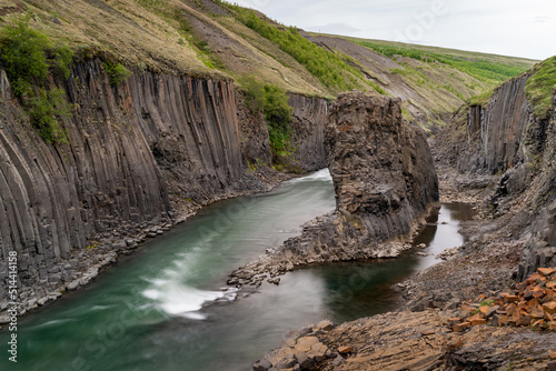 Stuðlagil ravine basalt canyon in iceland 