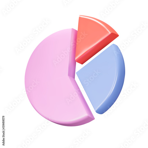 Pie chart 3d icon. Isolated object on a transparent background