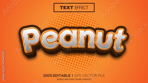 3d editable text effect peanut theme premium vector