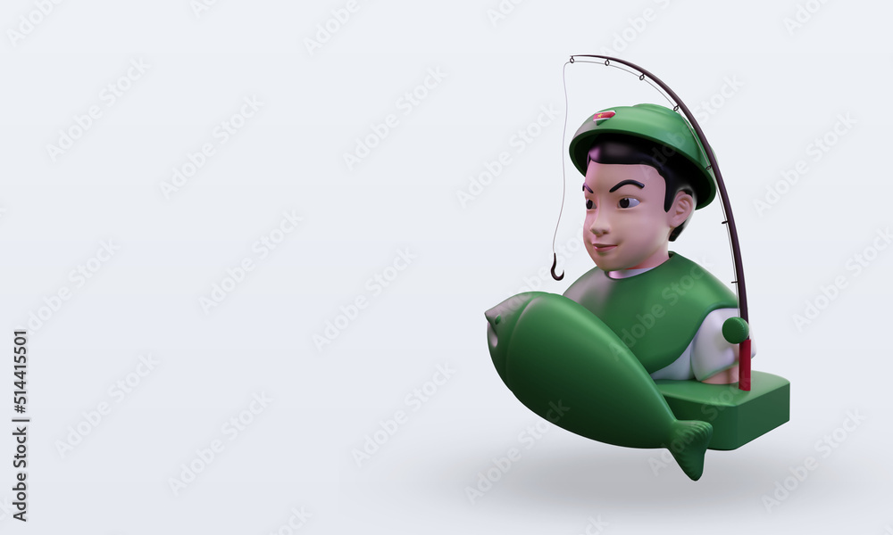 3d Fisherman Suriname flag rendering right view 3d Fisherman Suriname flag rendering right view