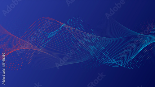Blue background with modern wavy lines and halftone dots