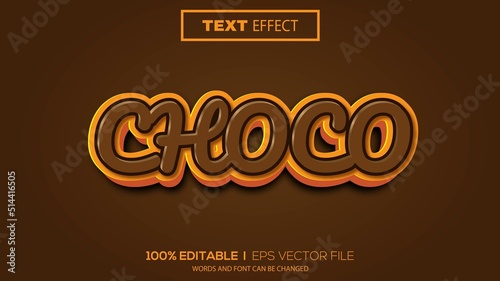 3d editable text effect choco theme premium vector