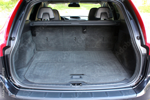 Modern SUV trunk. SUV clean trunk. Close up Car trunk.