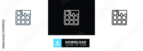 chocolate outline icon, black chocolate outline icon, white chocolate outline icon, chocolate icon. (ID: 514418322)