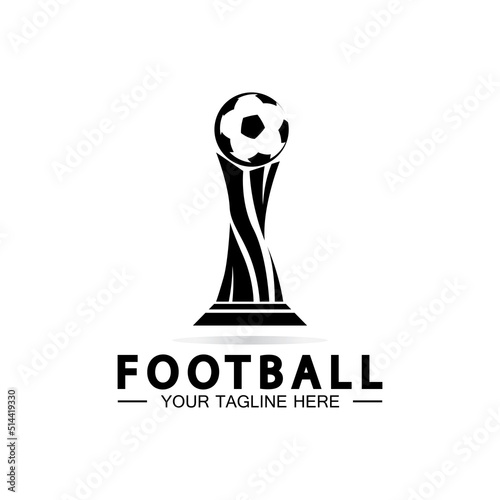 Football or Soccer Championship Trophy Logo Design vector  icon template.champions football trophy for winner award