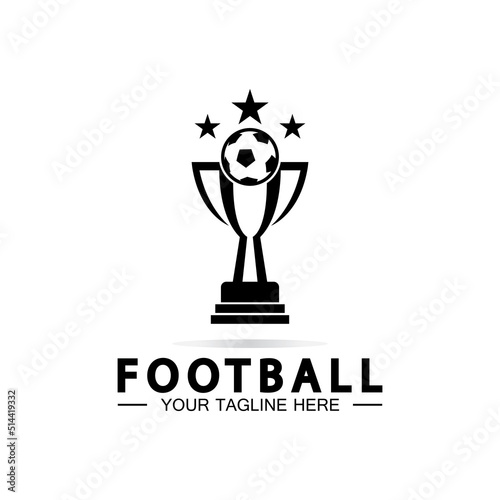 Football or Soccer Championship Trophy Logo Design vector  icon template.champions football trophy for winner award
