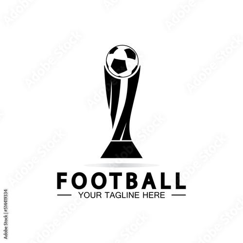 Football or Soccer Championship Trophy Logo Design vector  icon template.champions football trophy for winner award