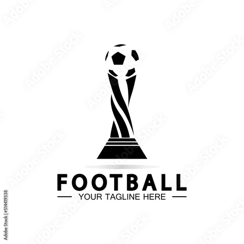 Football or Soccer Championship Trophy Logo Design vector  icon template.champions football trophy for winner award