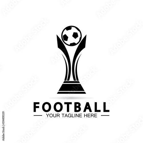 Football or Soccer Championship Trophy Logo Design vector  icon template.champions football trophy for winner award