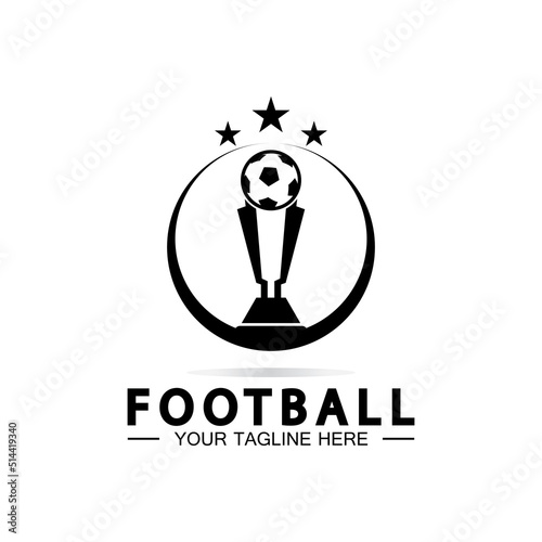 Football or Soccer Championship Trophy Logo Design vector  icon template.champions football trophy for winner award
