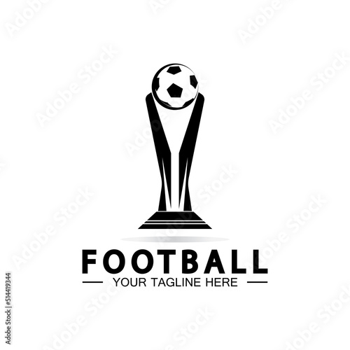 Football or Soccer Championship Trophy Logo Design vector  icon template.champions football trophy for winner award