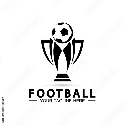 Football or Soccer Championship Trophy Logo Design vector  icon template.champions football trophy for winner award