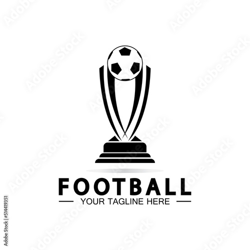 Football or Soccer Championship Trophy Logo Design vector  icon template.champions football trophy for winner award