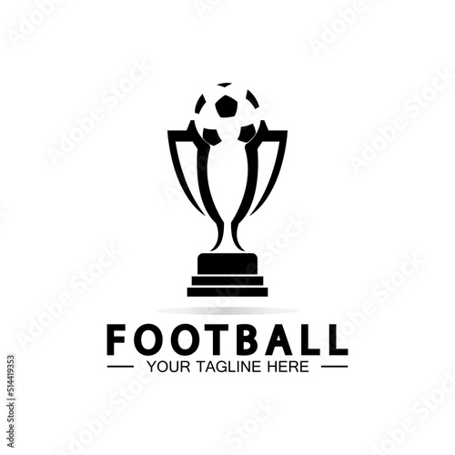 Football or Soccer Championship Trophy Logo Design vector  icon template.champions football trophy for winner award