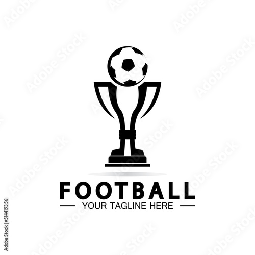 Football or Soccer Championship Trophy Logo Design vector  icon template.champions football trophy for winner award
