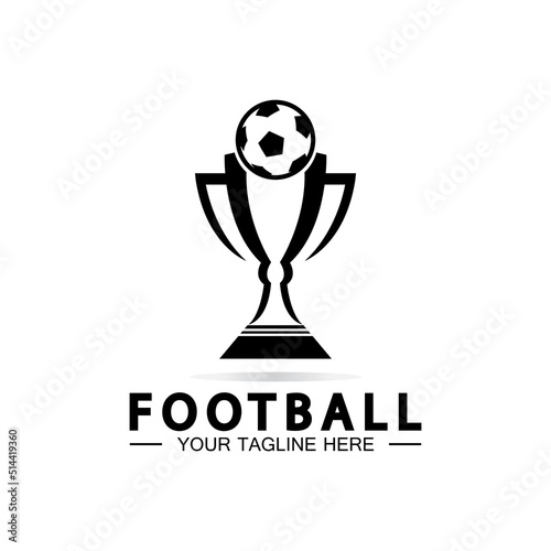 Football or Soccer Championship Trophy Logo Design vector  icon template.champions football trophy for winner award
