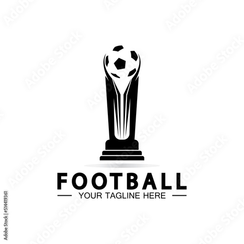 Football or Soccer Championship Trophy Logo Design vector  icon template.champions football trophy for winner award