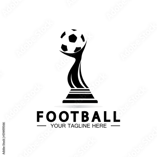 Football or Soccer Championship Trophy Logo Design vector  icon template.champions football trophy for winner award