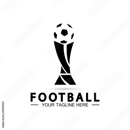 Football or Soccer Championship Trophy Logo Design vector  icon template.champions football trophy for winner award