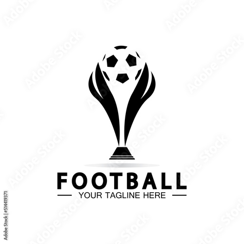 Football or Soccer Championship Trophy Logo Design vector  icon template.champions football trophy for winner award