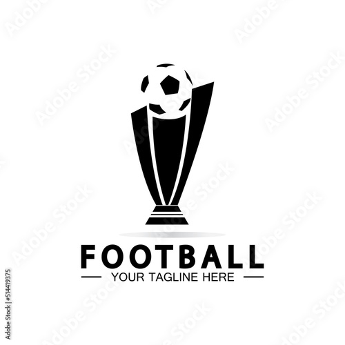 Football or Soccer Championship Trophy Logo Design vector  icon template.champions football trophy for winner award