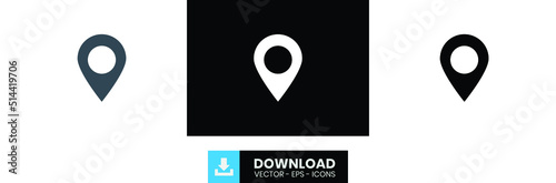 location outline icon, black location outline icon, white location outline icon, location icon. (ID: 514419706)