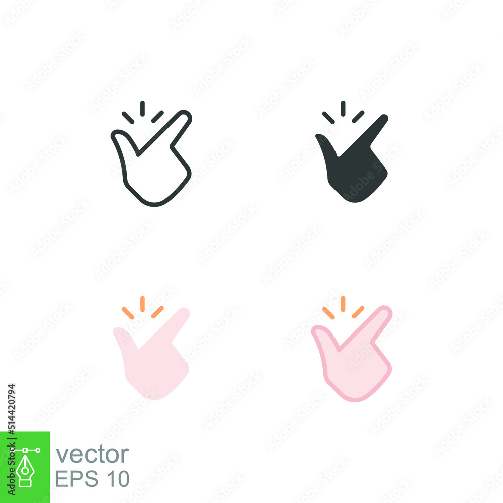 Fototapeta premium Easy icon. Simple outline, solid, flat style. Nice, pictogram, good, finger, hand, safe, click, symbol, design, like, arm, positive concept. Vector illustration isolated on white background. EPS 10