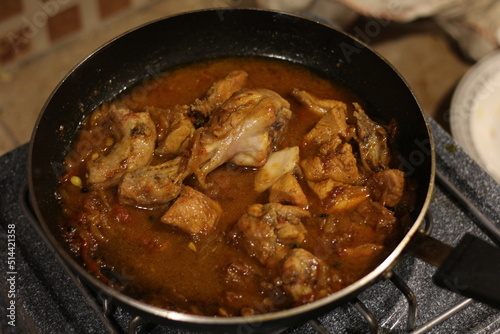 Chicken Karahi in pan or karahi desi food photography