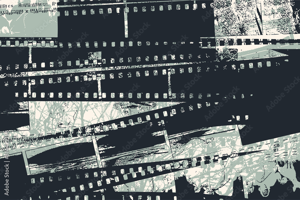 Fototapeta premium Abstract background with cut strips of photographic negatives film. Vector illustration