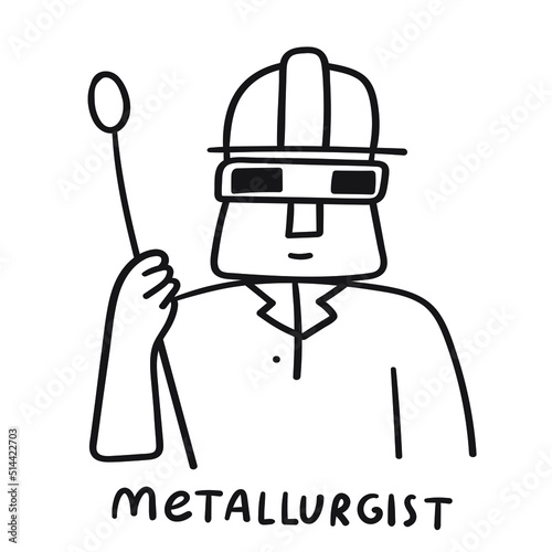 Metallurgist. Vector outline icon. Illustration on white background.