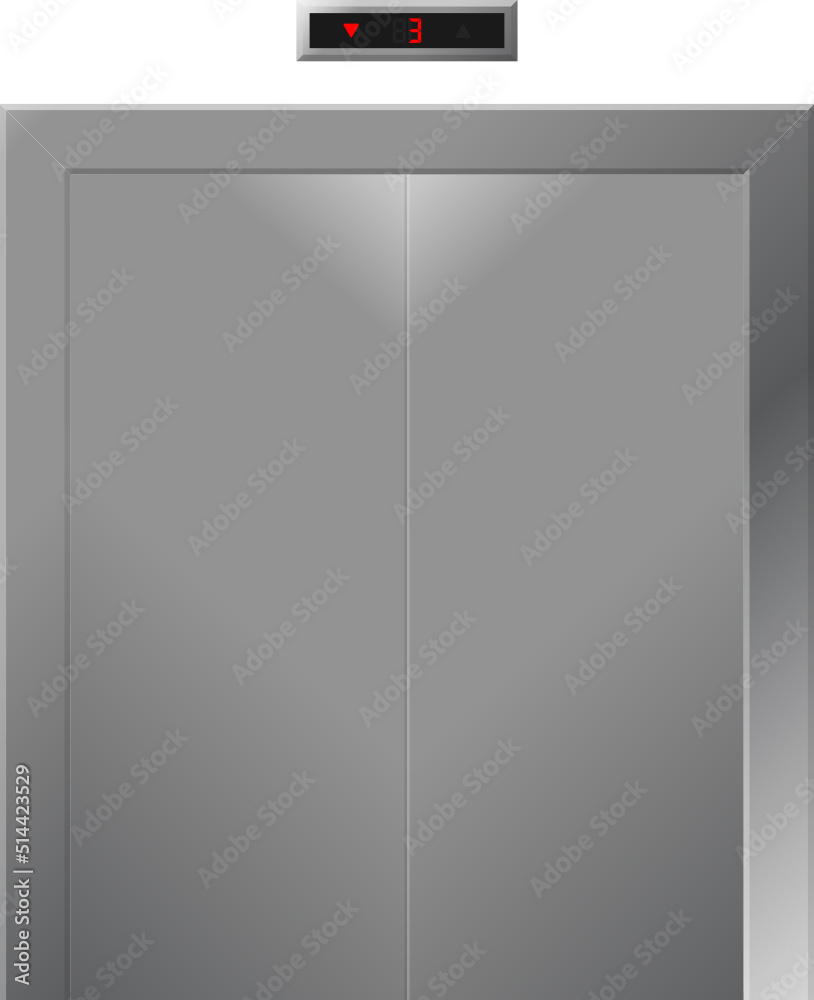 Opened and closed elevator vector illustration isolated on white background