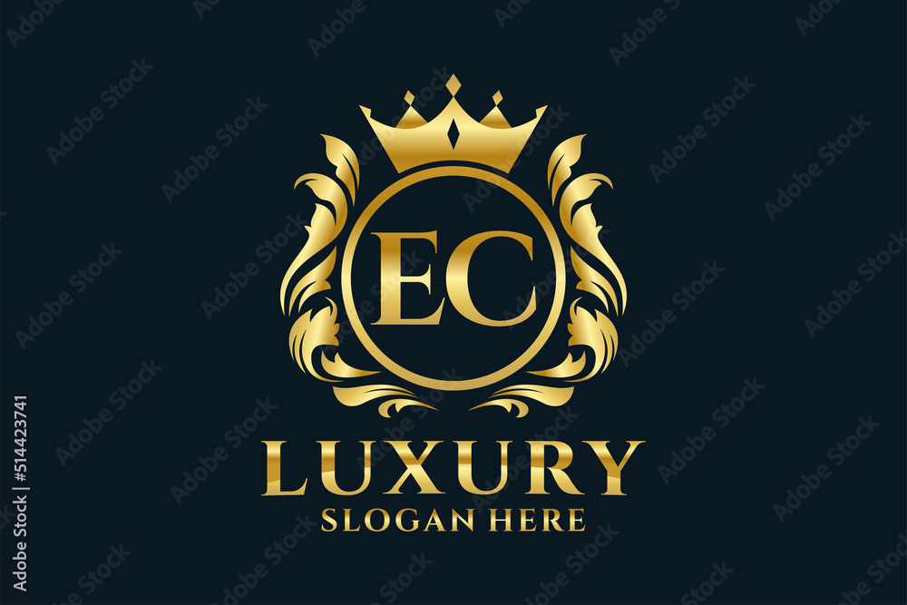 Initial EC Letter Royal Luxury Logo template in vector art for luxurious branding projects and other vector illustration. - obrazy, fototapety, plakaty 