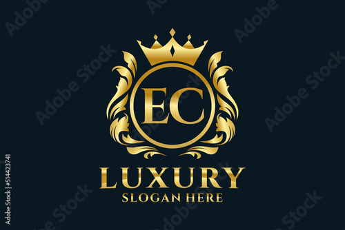 Initial EC Letter Royal Luxury Logo template in vector art for luxurious branding projects and other vector illustration.