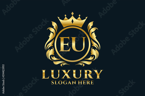 Initial EU Letter Royal Luxury Logo template in vector art for luxurious branding projects and other vector illustration.