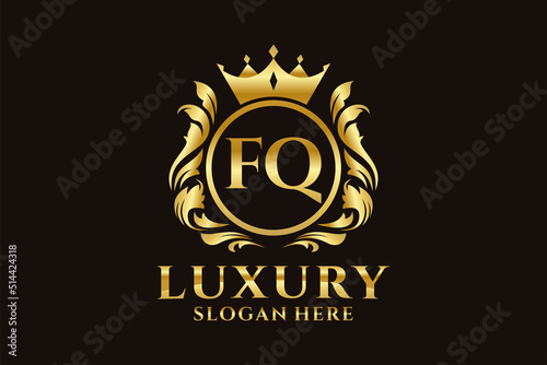 Initial FQ Letter Royal Luxury Logo template in vector art for luxurious branding projects and other vector illustration. photo