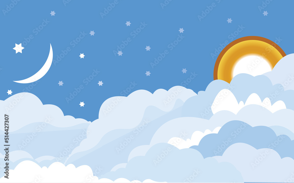 Gorgeous clouds background with blue sky design Free Vector template.