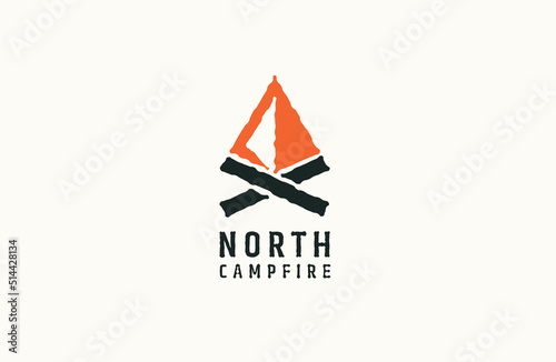 Photo North campfire logo icon design template flat vector illustration